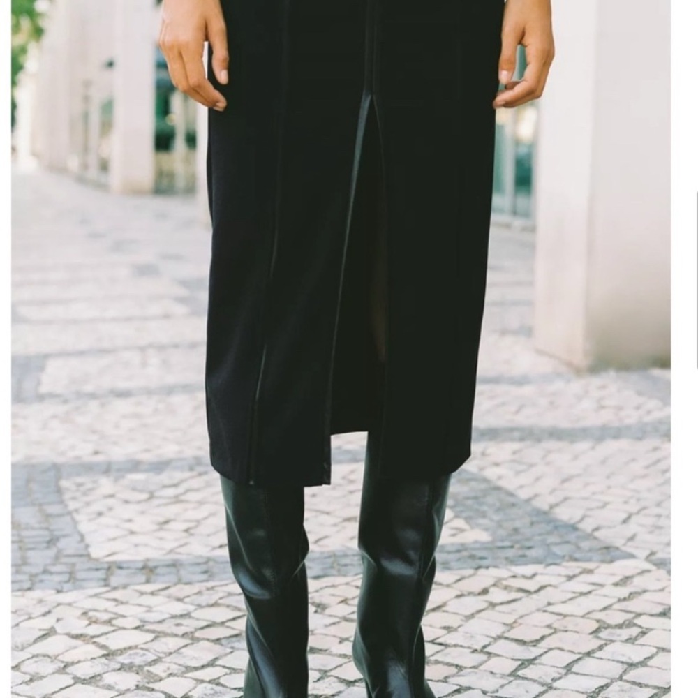 NWT Zara faux leather combination midi dress sz S - Picture 9 of 14